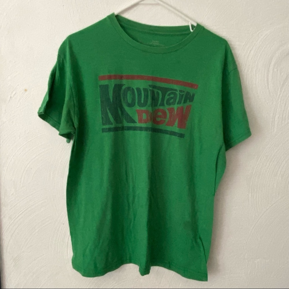 Mountain Dew Shirt Savvy Adults T-Shirt Size L‎ Green Pull Over